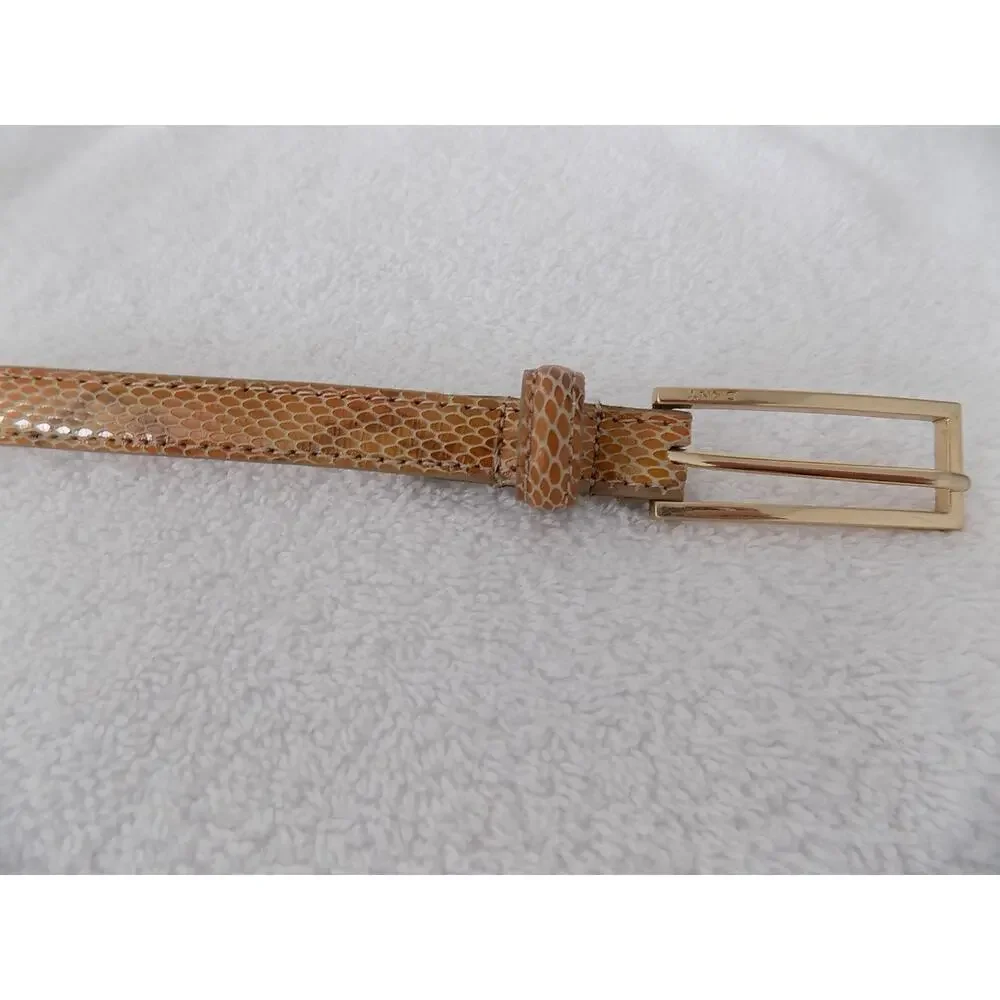 DKNY Italian calfskin leather snakeskin skinny belt size Small